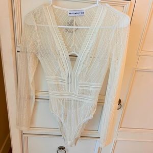 Hello Molly White Sheer Body Suit